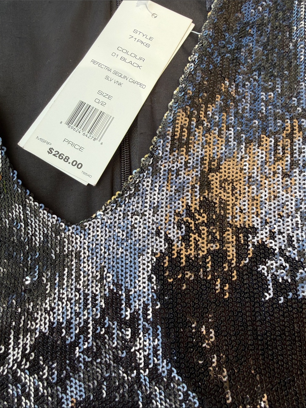 NWT French Connection Refectra Sequin Capped Black/Silver Dress - Picture 7 of 14